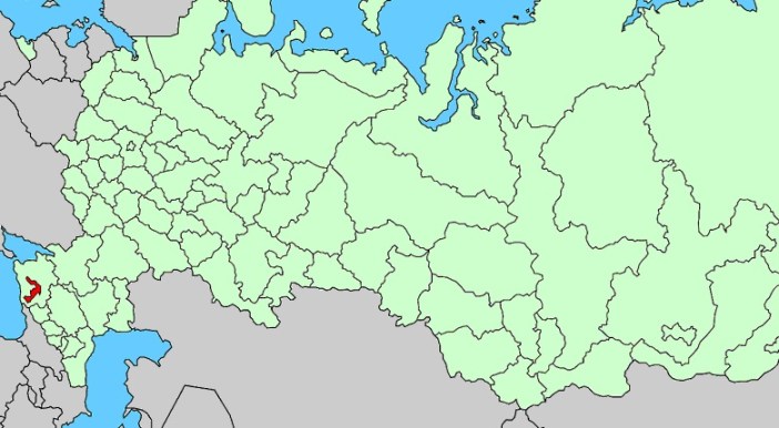Adygea (in red) on map of Russia