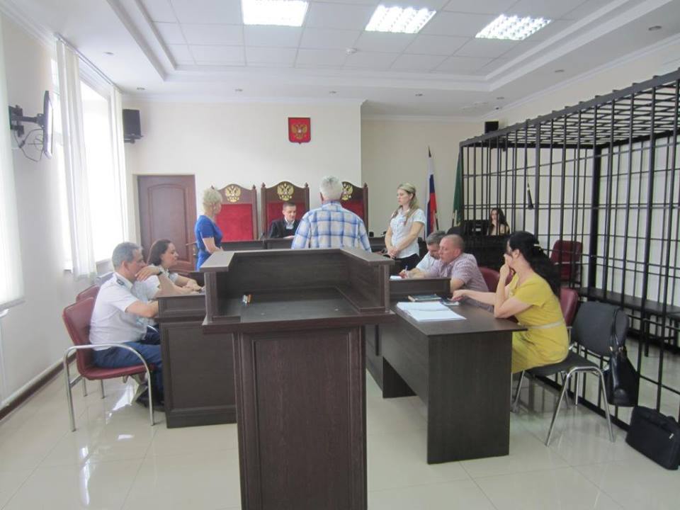 The extremism trial against environmentalist Valery Brinikh in session. Maykop City Court, June 17, 2016