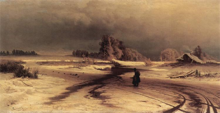 Fyodor Vasilyev, The Thaw, 1871. Oil on canvas, 107 x 53.5 cm. Image courtesy of Wikiart