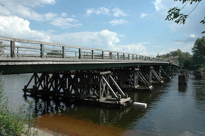 The old Lazarev Bridge was much humbler looking, but it had trams running on it. Back in the bad old days before the advent of VVP and the Rising Up from Its Knees, I took a tram across this bridge every day for two weeks one summer. I was on my way to the Yacht Club, where two families who traveled the seas and inland waters of Europe on a refurbished Dutch canal boat every summer were moored there. I worked as their personal guide and factotum. The tram lines disappeared when the old bridge was dismantled in 2008. Photo courtesy of Wikipedia