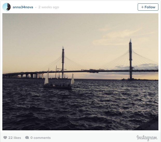 The 125-meter-high pylons of the ZSD as it crosses the Petrine Fairway at the mouth of the Malaya Neva River. Photo courtesy of The Village