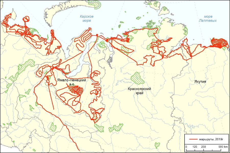 Маршруты экспедиций в 2019 г.